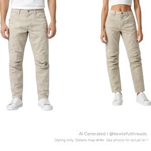 G-Star 5620 3D Beige Tapered Pants Minimalist Scandi Chic Moto 28x30